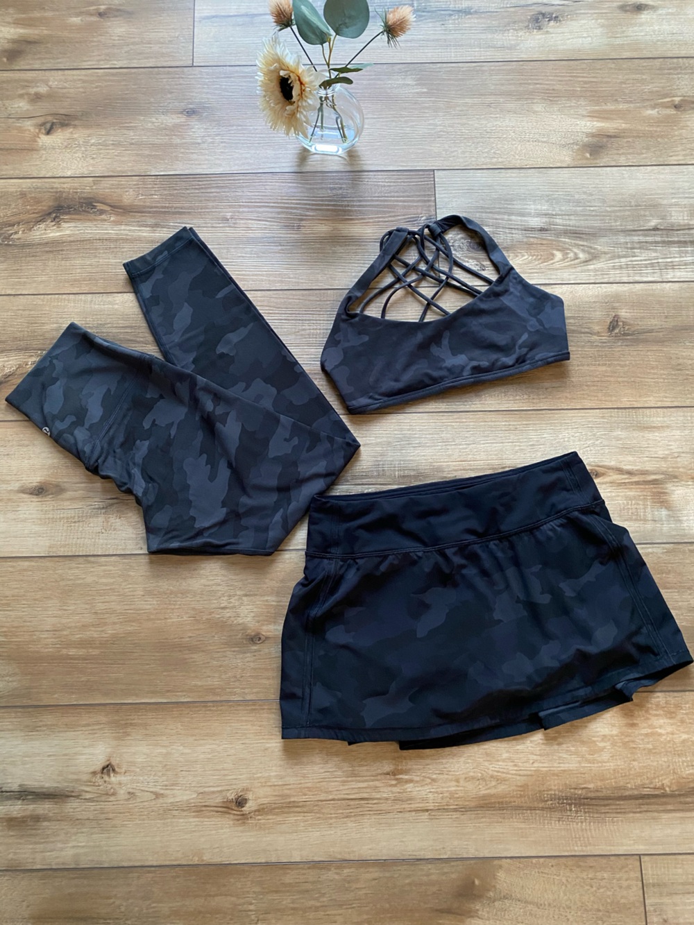 lululemon athletica Black Camo Midi Skirt